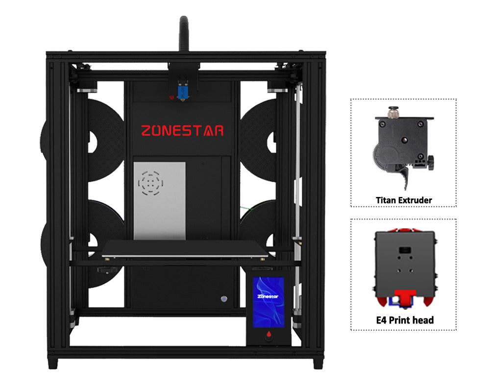 ZONESTAR 4 Extruders Mixing Color Multi Color Large Size FDM 3D Printer DIY Kit Z9V5Pro-MK4/MK5/MK6