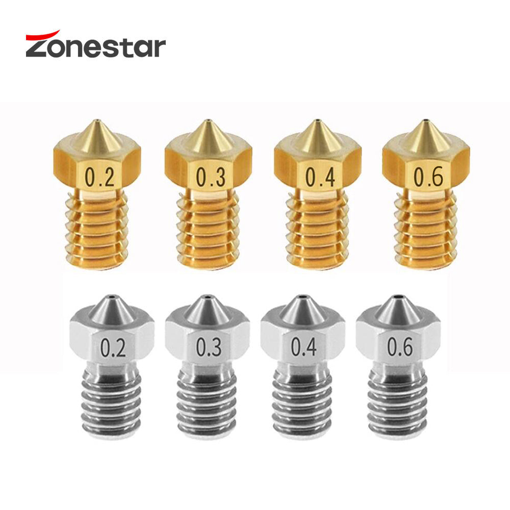 2PCS/Lot V6 Volcano Nozzle M6 Thread V6 Brass Stainless Steel Nozzle 1.75mm Filament 3D Printer Part