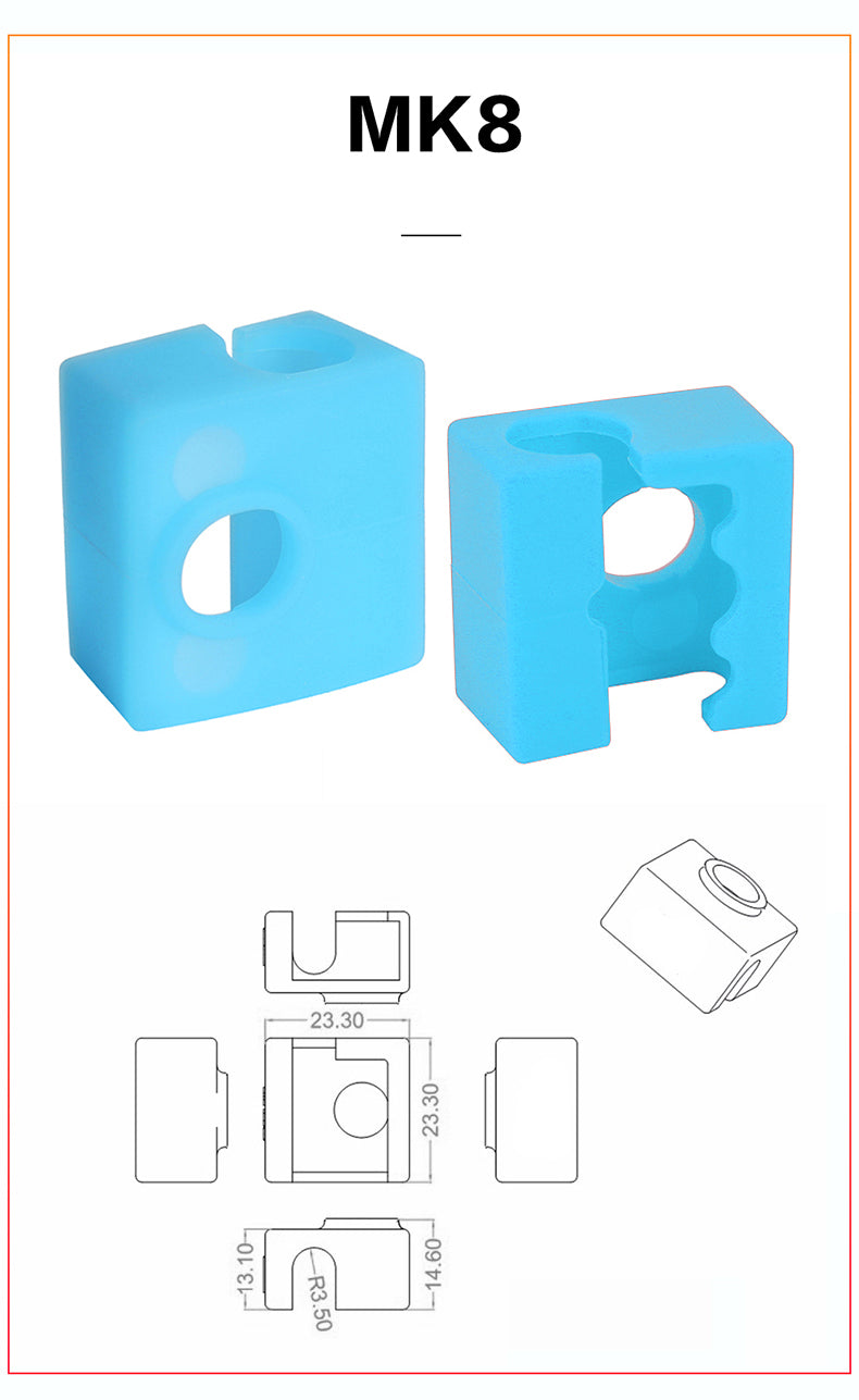 Silicone Sleeve Hotend Protector Heat Block Cover Heater Socks Volcano MK8 I3 3DV6 For ZONESTAR 3D Printer M4V6 E4 DDE