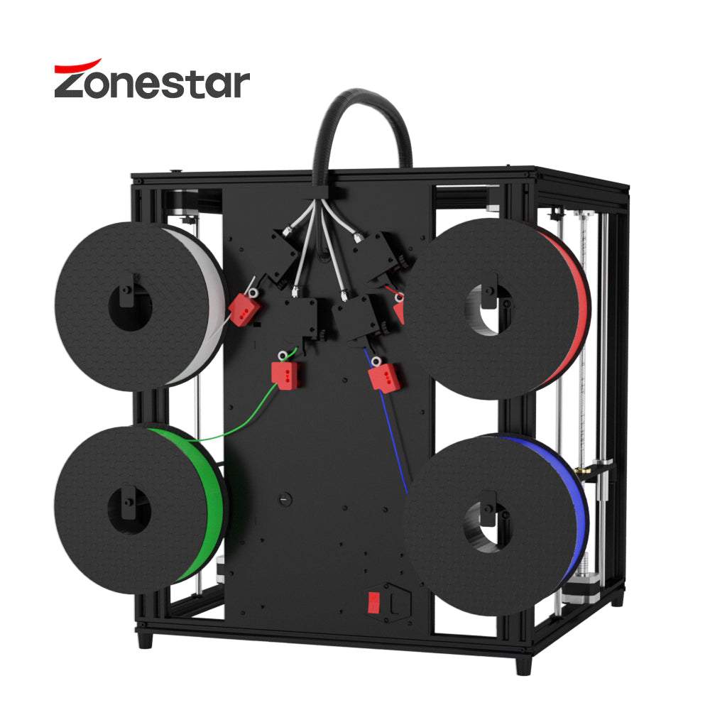 Zonestar 4 extrusoras misturando cores multicoloridas tamanho grande fdm impressora 3d kit diy Z9V5Pro-MK4MK5